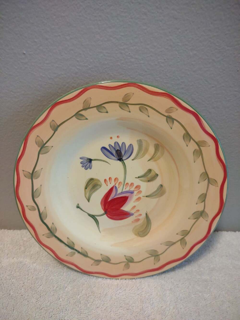Pfaltzgraff Napoli 9" stoneware yellow salad plate pnly leaf rim floral